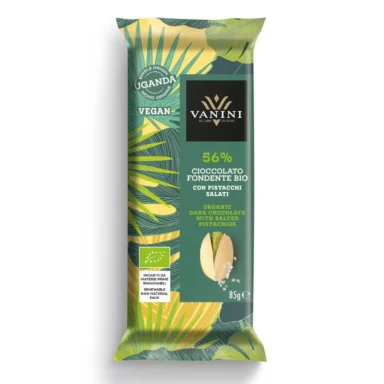 Vanini ekologisk mörk choklad Uganda 56% med saltade pistagenötter