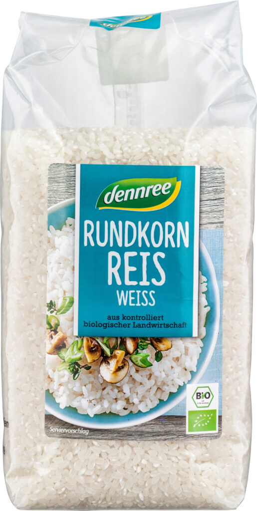 Dennree ekologiskt vitt rundkornigt ris 1 kg – aromatiskt italienskt ris för risotto och gratänger