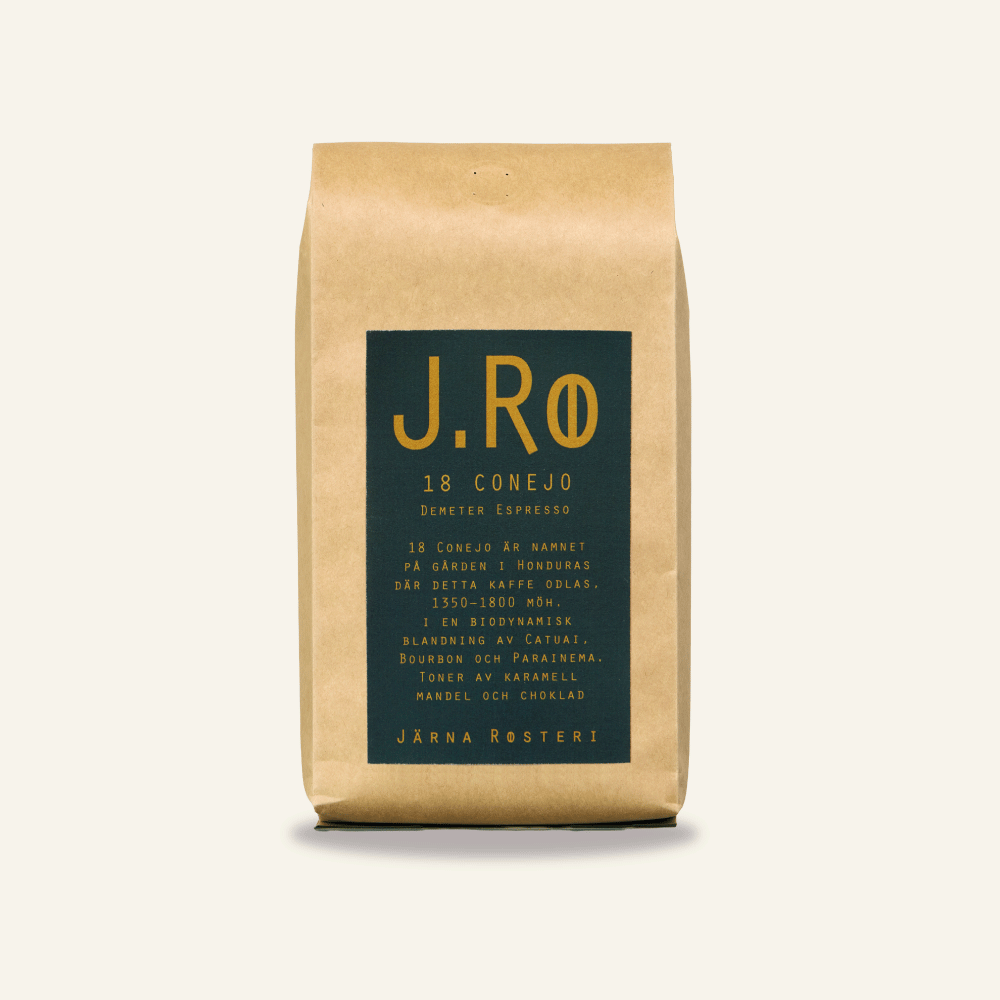 J.Ro 18 Conejo Espresso hela bönor 450 g – biodynamiskt Demeter-kaffe från Honduras