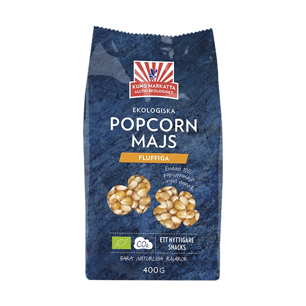 Kung Markatta ekologisk popcornmajs 400 g – popcornkärnor för hemmapoppade popcorn