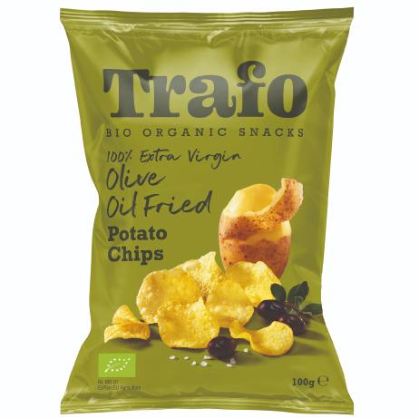 Trafo ekologiska potatischips med olivolja 100 g – krispiga chips med havssalt