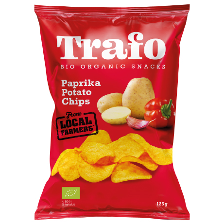 Trafo ekologiska paprikachips 125 g – krispiga potatischips med paprika och kryddor