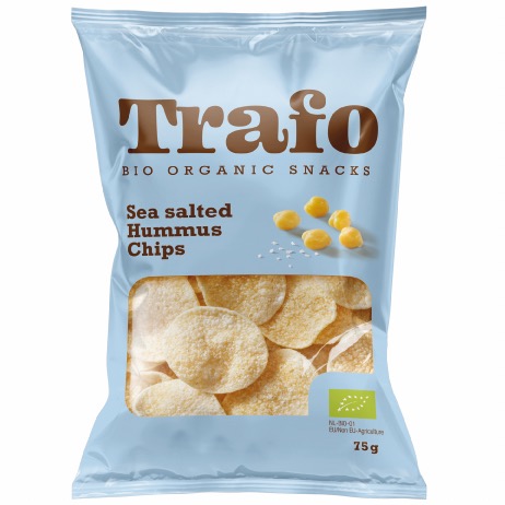 Trafo ekologiska hummuschips med havssalt 75 g – krispiga kikärtschips glutenfria och veganska