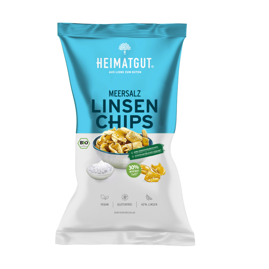 Heimatgut ekologiska linschips med havssalt 75 g – proteinrika och glutenfria linschips